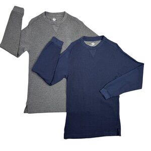 Alpine Lakes Thermal Shirts Mens S Blue Gray Long Sleeve Waffle Knit Lot of 2